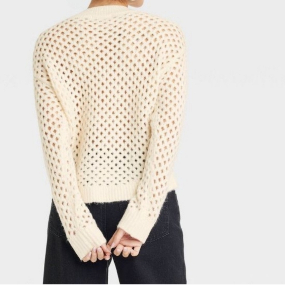 Women's Universal Thread Openwork V-Neck Pullover Sweater Size S - Picture 3 of 3